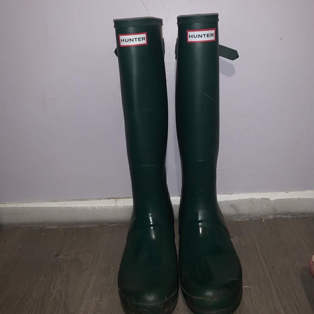 Forest green high hunter boots